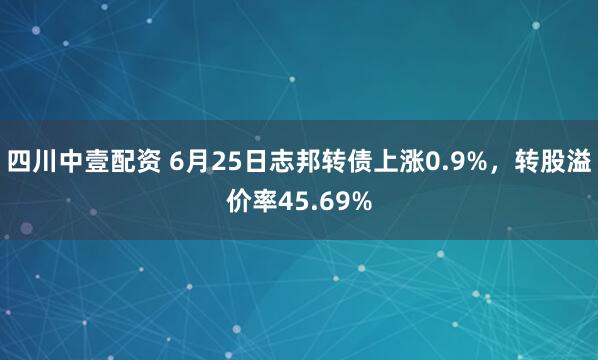 四川中壹配资 6月25日志邦转债上涨0.9%，转股溢价率45.69%